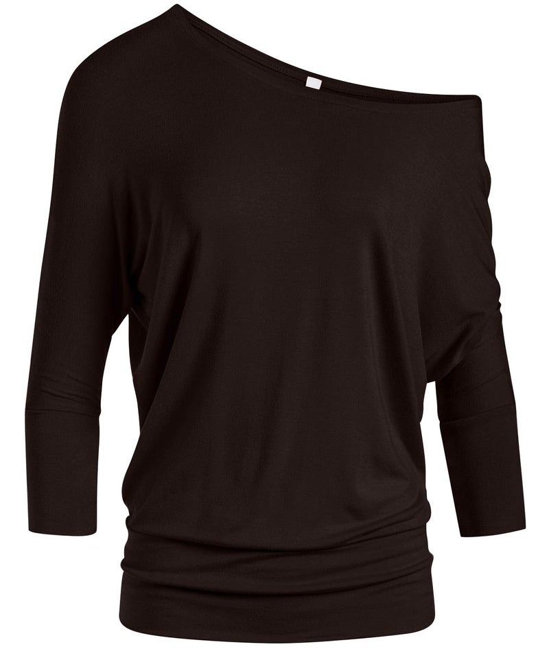 Simlu 3/4 Sleeve Top for Women Brown Dolman Top Casual Large - Image 1